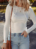 Stretchy Long Sleeve T Shirt With Exposed Seam Slim Fit - Southern Shores Clothing