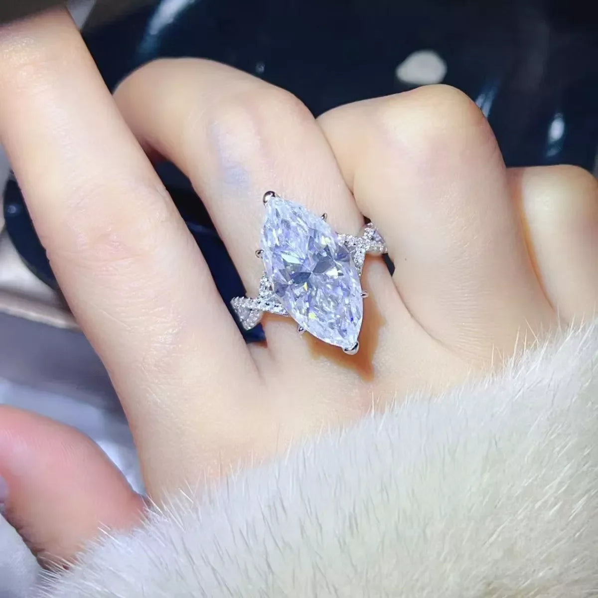 10 Carat Moissanite Ring In Platinum Plated Sterling Silver - Southern Shores Clothing