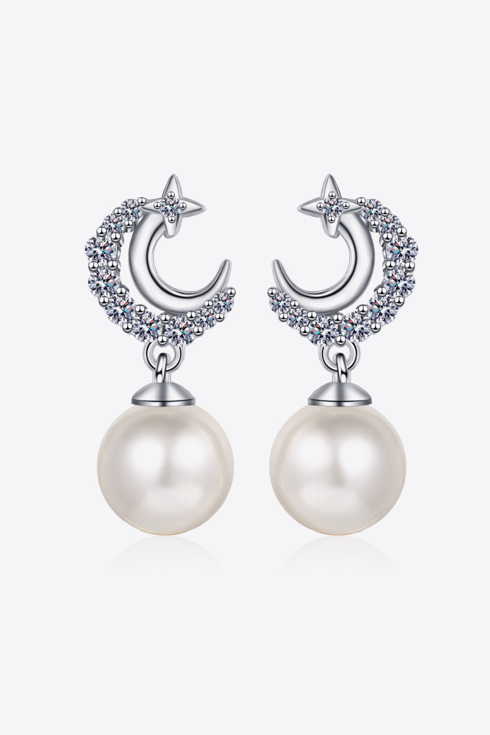 Southern Shores Sterling Silver Moissanite Pearl Earrings