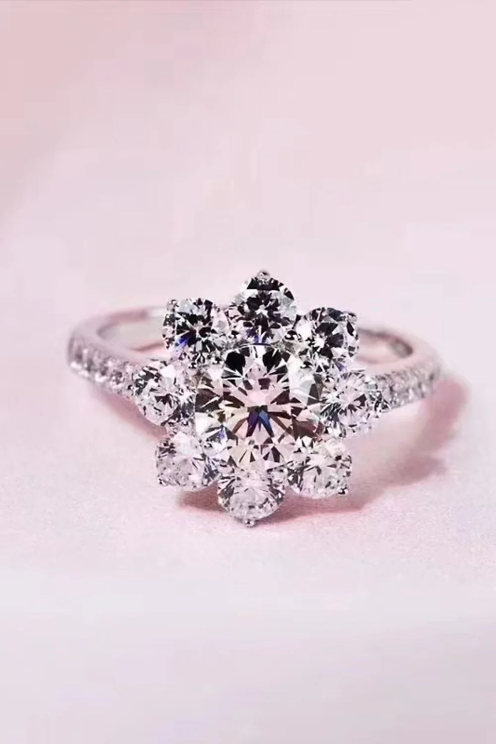 Moissanite Flower Ring in 925 Sterling Silver - Southern Shores Clothing