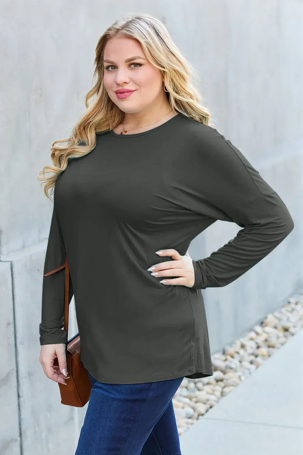 Round Neck T Shirt With Dropped Shoulder - Southern Shores Clothing