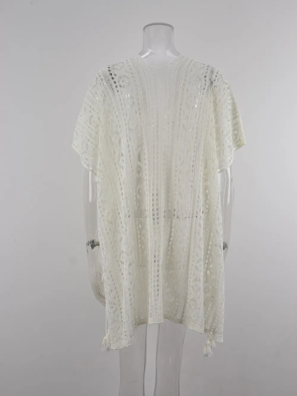 Angel Wings Cutout V-Neck Cover-Up With Tassel - Southern Shores Clothing