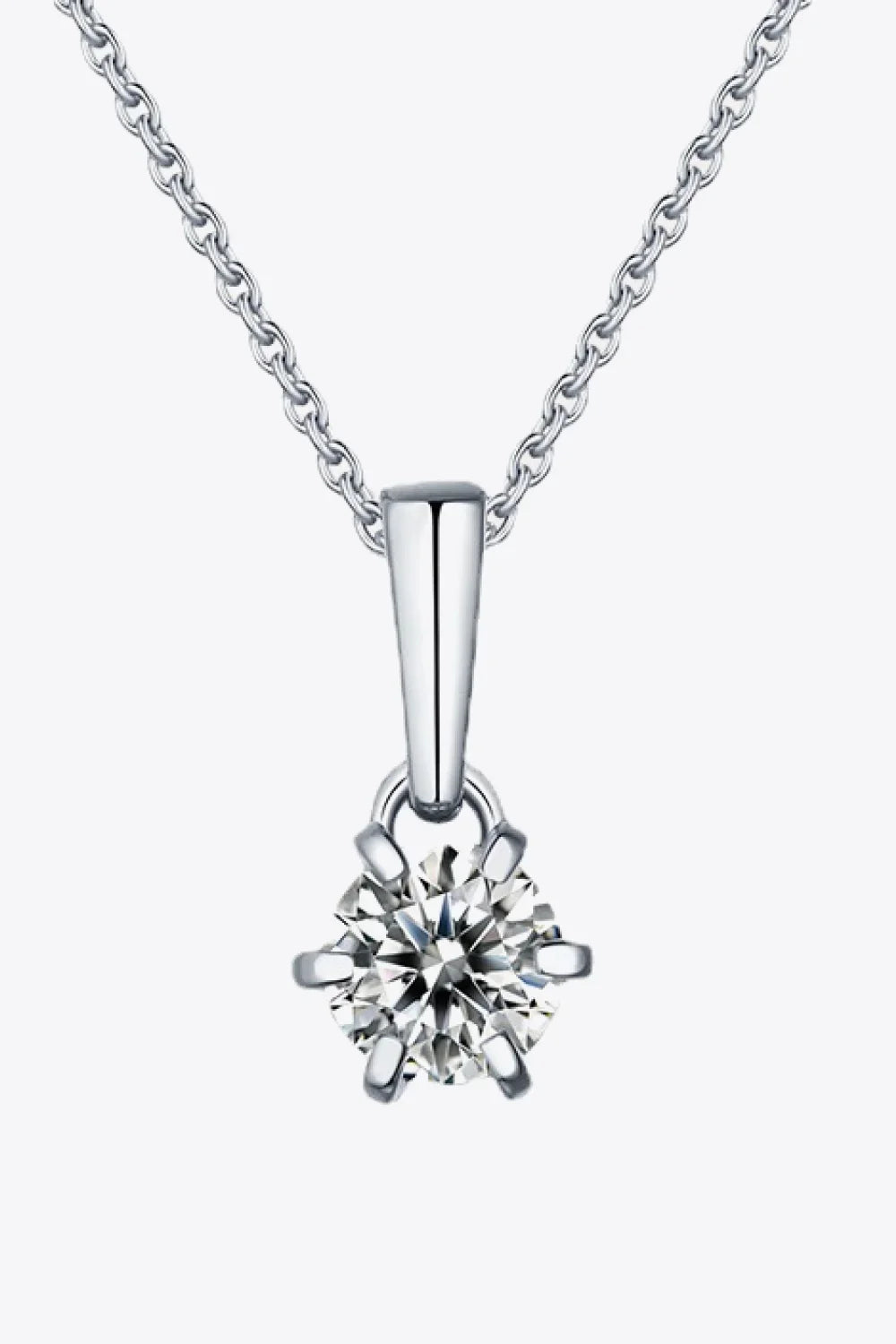 2 Carat Moissanite 6-Prong Minimalist Pendant Necklace - Southern Shores Clothing