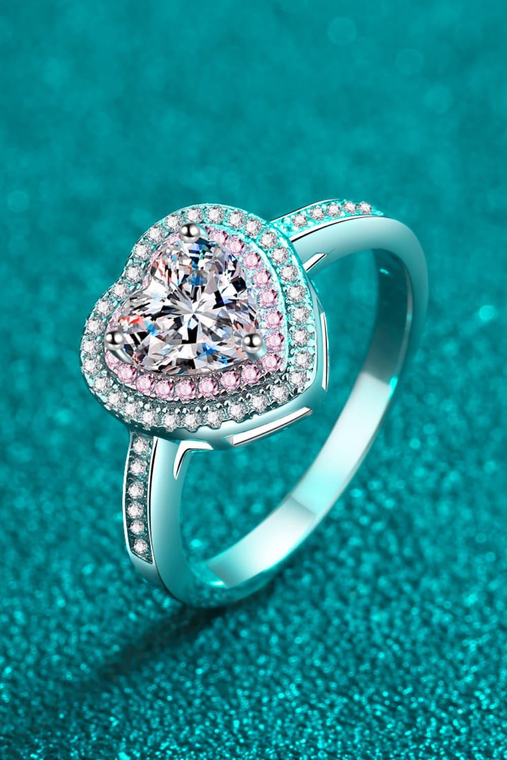 1 Carat Moissanite Heart Ring in Sterling Silver - Southern Shores Clothing