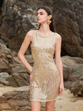 Sleeveless Sequin Mini Cover Up Dress For Evening Events - Southern Shores Clothing