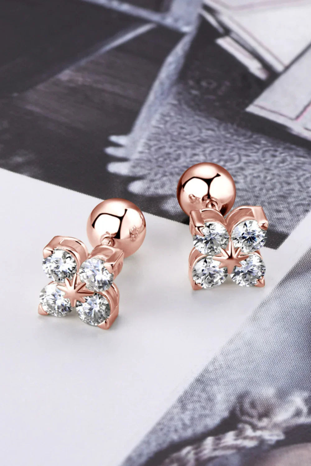 Moissanite Four Leaf Clover Earrings Sterling Silver - Southern Shores Clothing