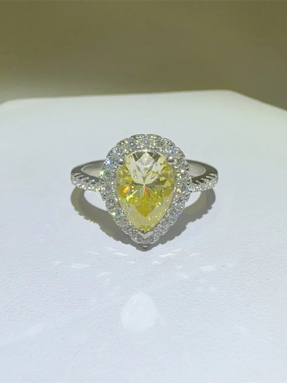 2 Carat Moissanite Teardrop Ring Platinum Plated - Southern Shores Clothing