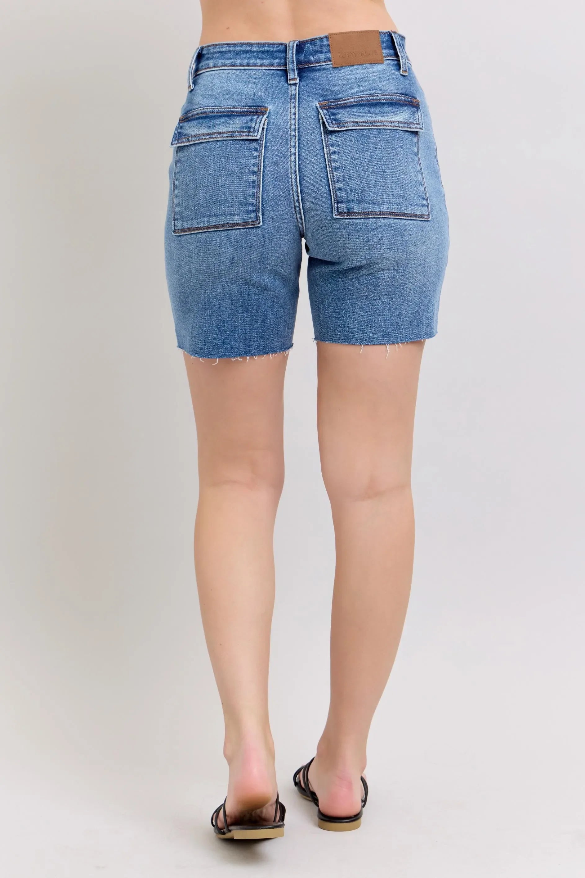 Plus Size Mid Rise Bermuda Shorts With Back Flap Pockets - Southern Shores Clothing