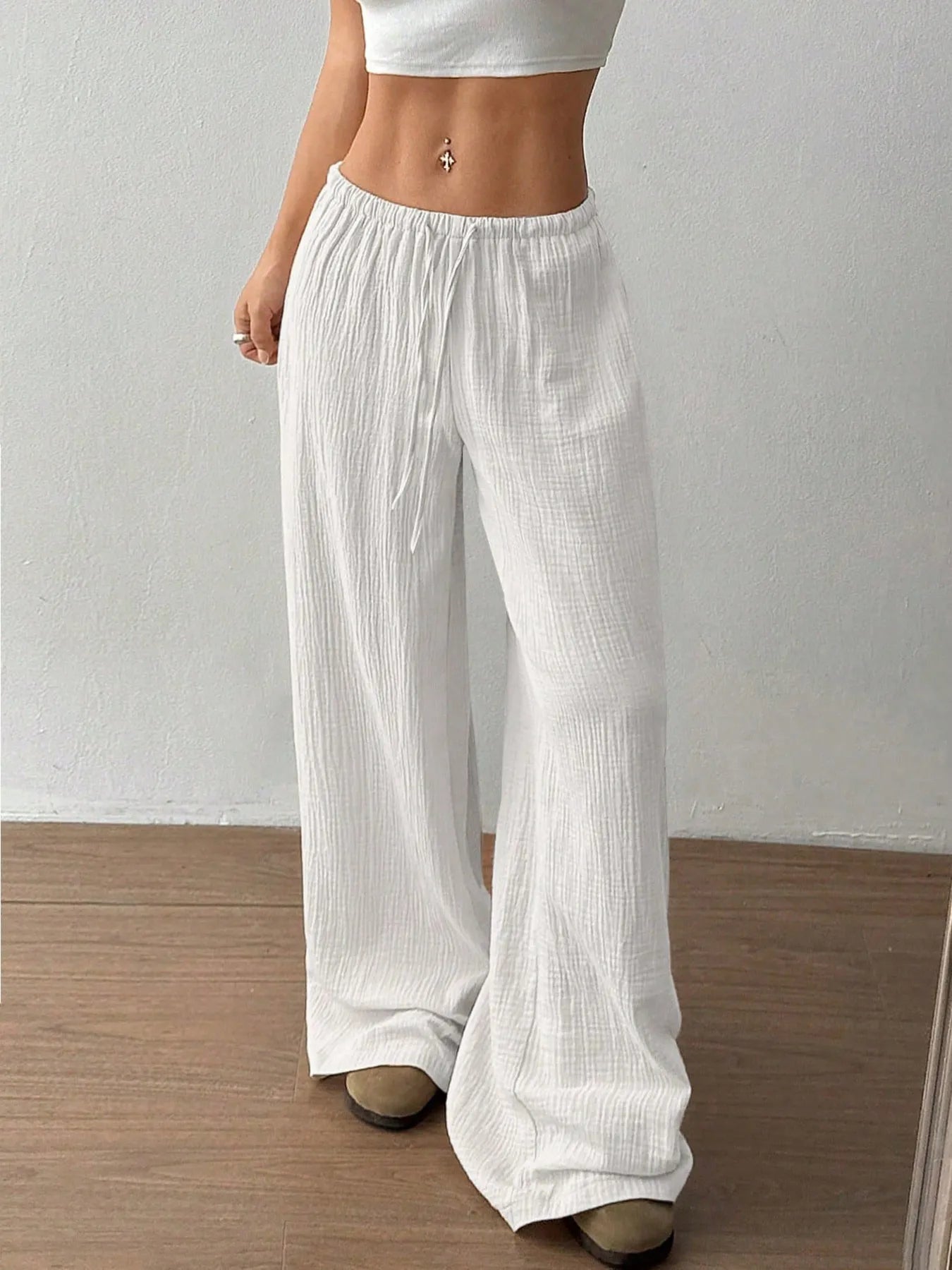 Southern Shores Comfortable Drawstring Wide-Leg Casual Pants