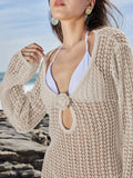 Long Sleeve Backless Swim Cover Up Dress - Southern Shores Clothing