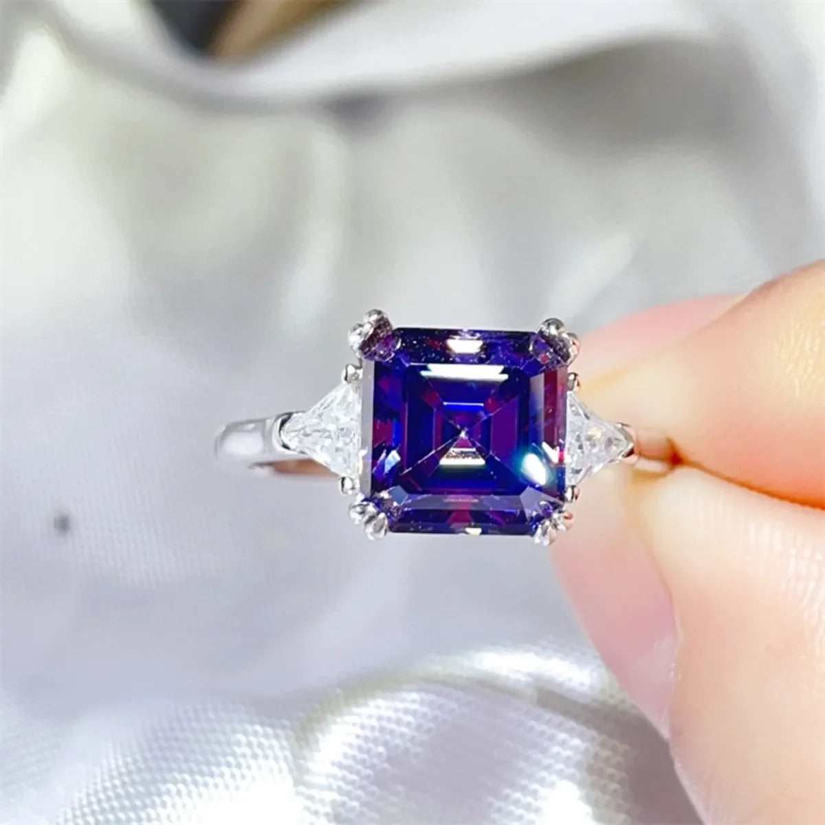 3 Carat Moissanite Platinum Plated Sterling Silver Ring - Southern Shores Clothing