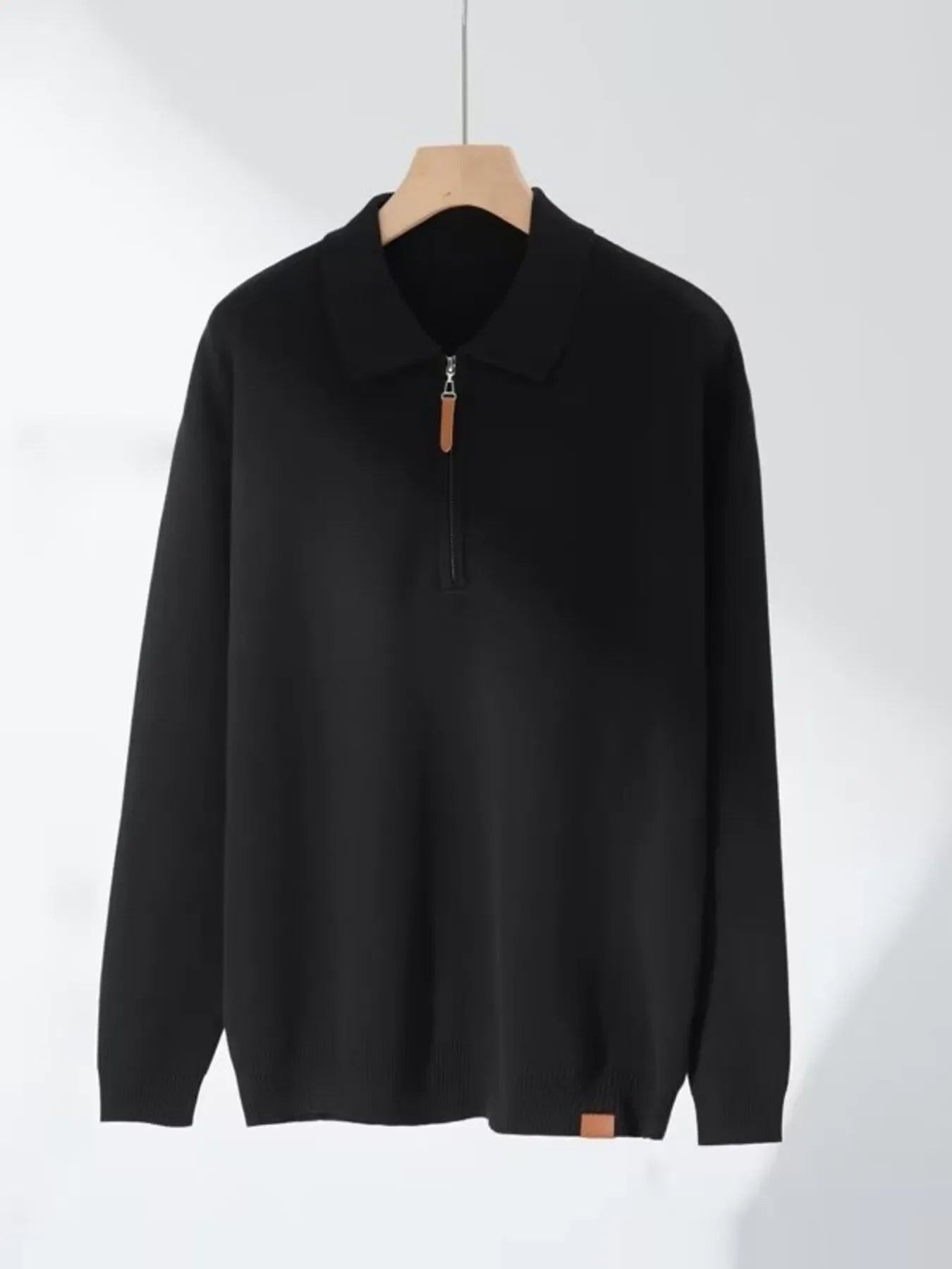 Plus Size Stretch Knitted Half-Zip Pullover