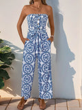 Smocked Tube Jumpsuit With Pockets Wide Leg - Southern Shores Clothing