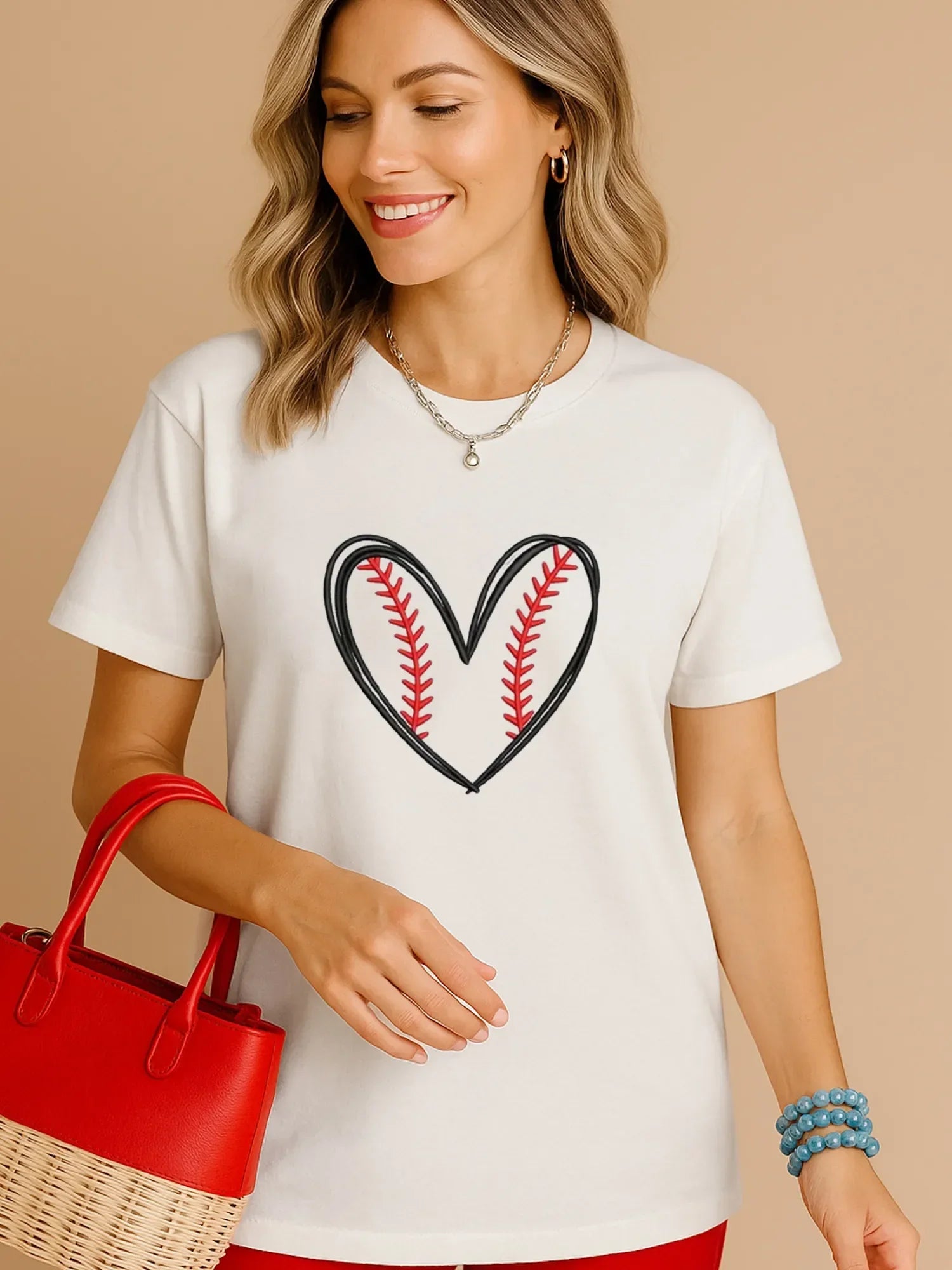 Heart Graphic Short Sleeve T Shirt With Stretch Fabric - Southern Shores Clothing