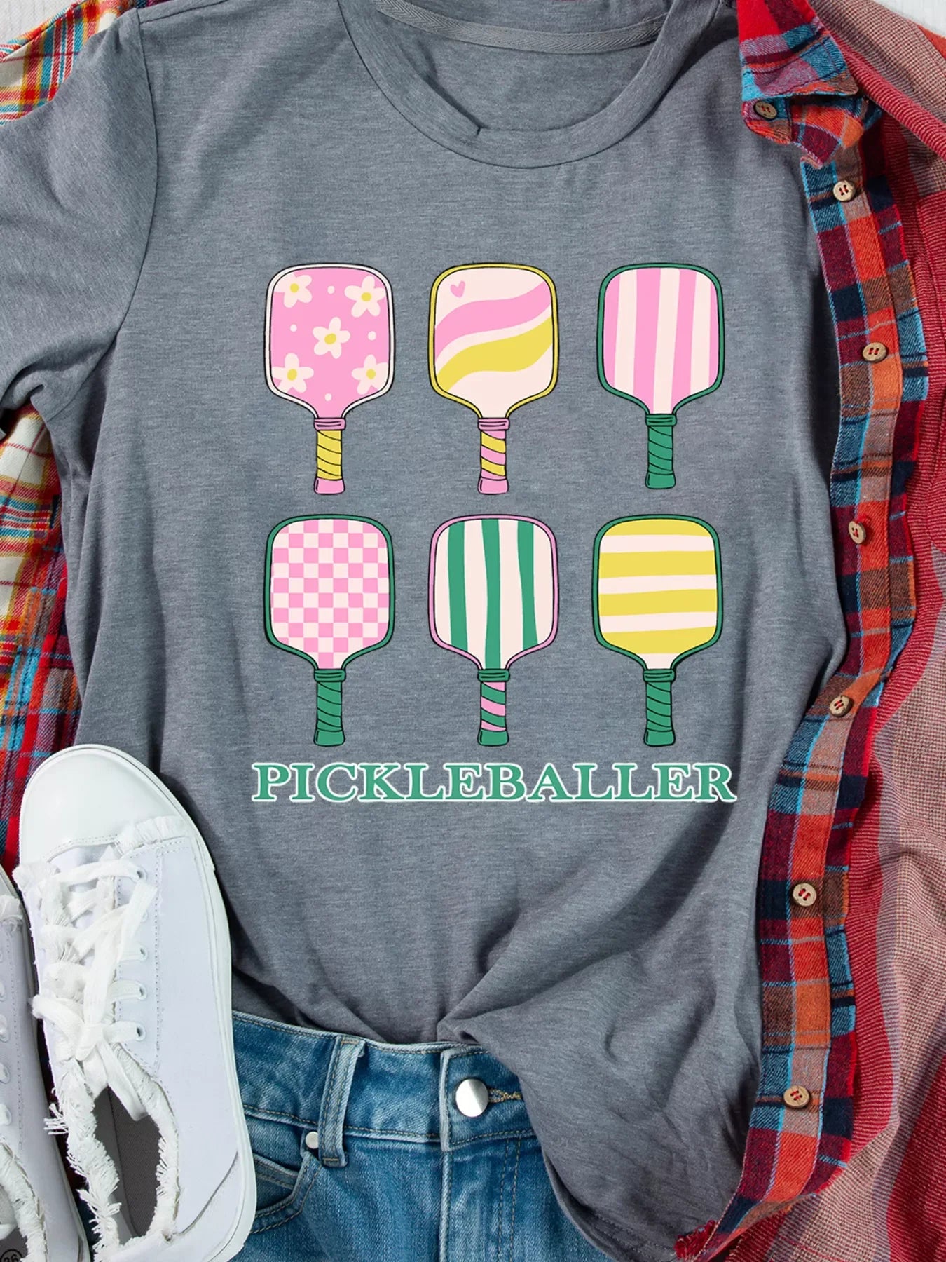 PICKLEBALLER Playful Bats Printed Casual T Shirt - Southern Shores Clothing