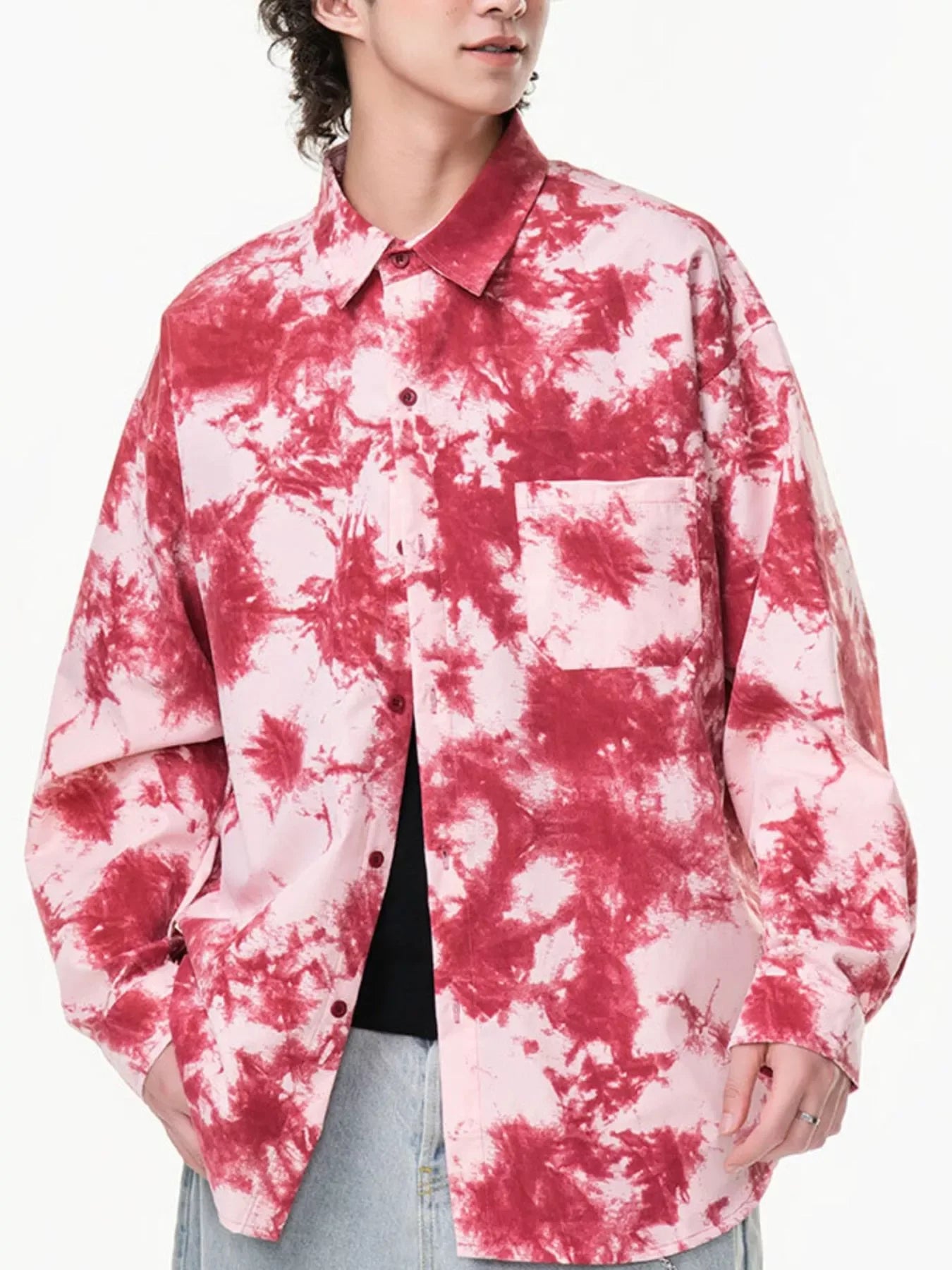 Plus Size Tie-Dye Oversized Buttoned Shirt - Southern Shores Clothing