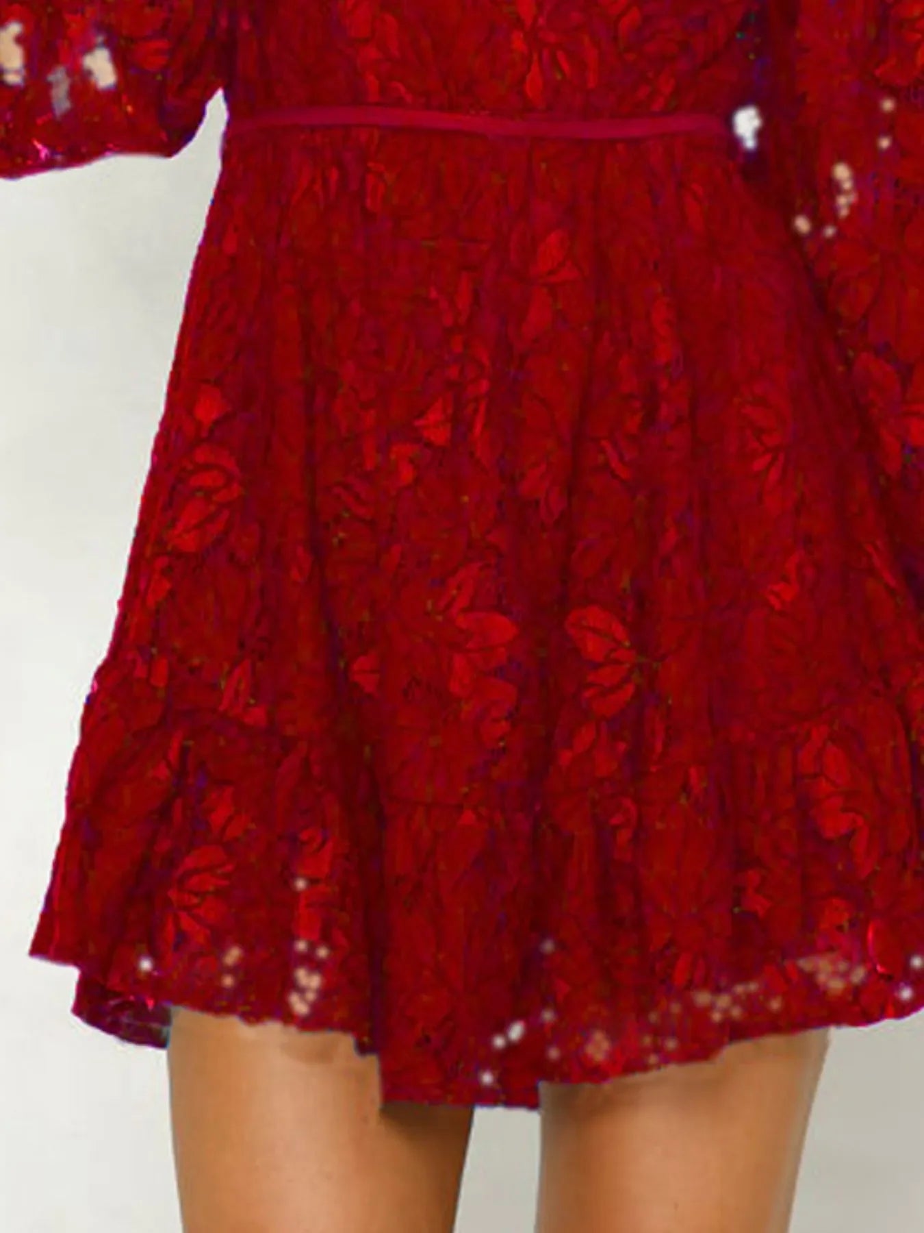 Lace V-Neck Long Sleeve Mini Dress Coastal Style - Southern Shores Clothing