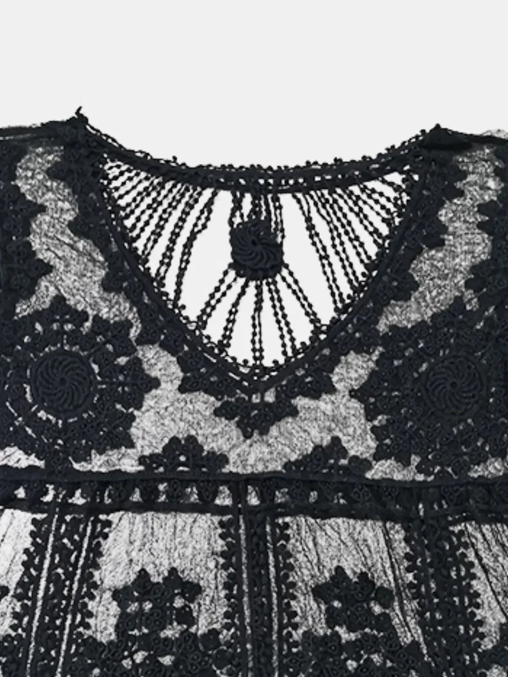 Lace Round Neck Sheer Swim Cover Up One Size - Southern Shores Clothing
