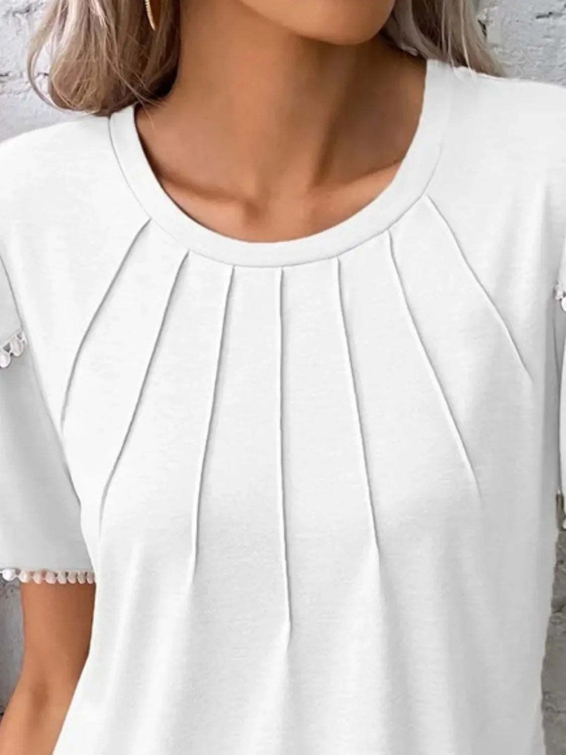 Round Neck Petal Sleeve Blouse Plus Size - Southern Shores Clothing