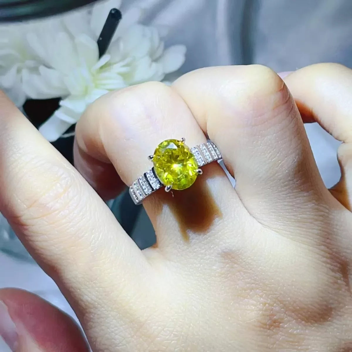 3 Carat Moissanite Oval Ring In 925 Sterling Silver Gleaming - Southern Shores Clothing