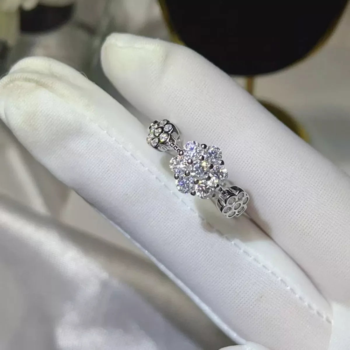 925 Sterling Silver Moissanite Flower Ring Includes Box - Southern Shores Clothing