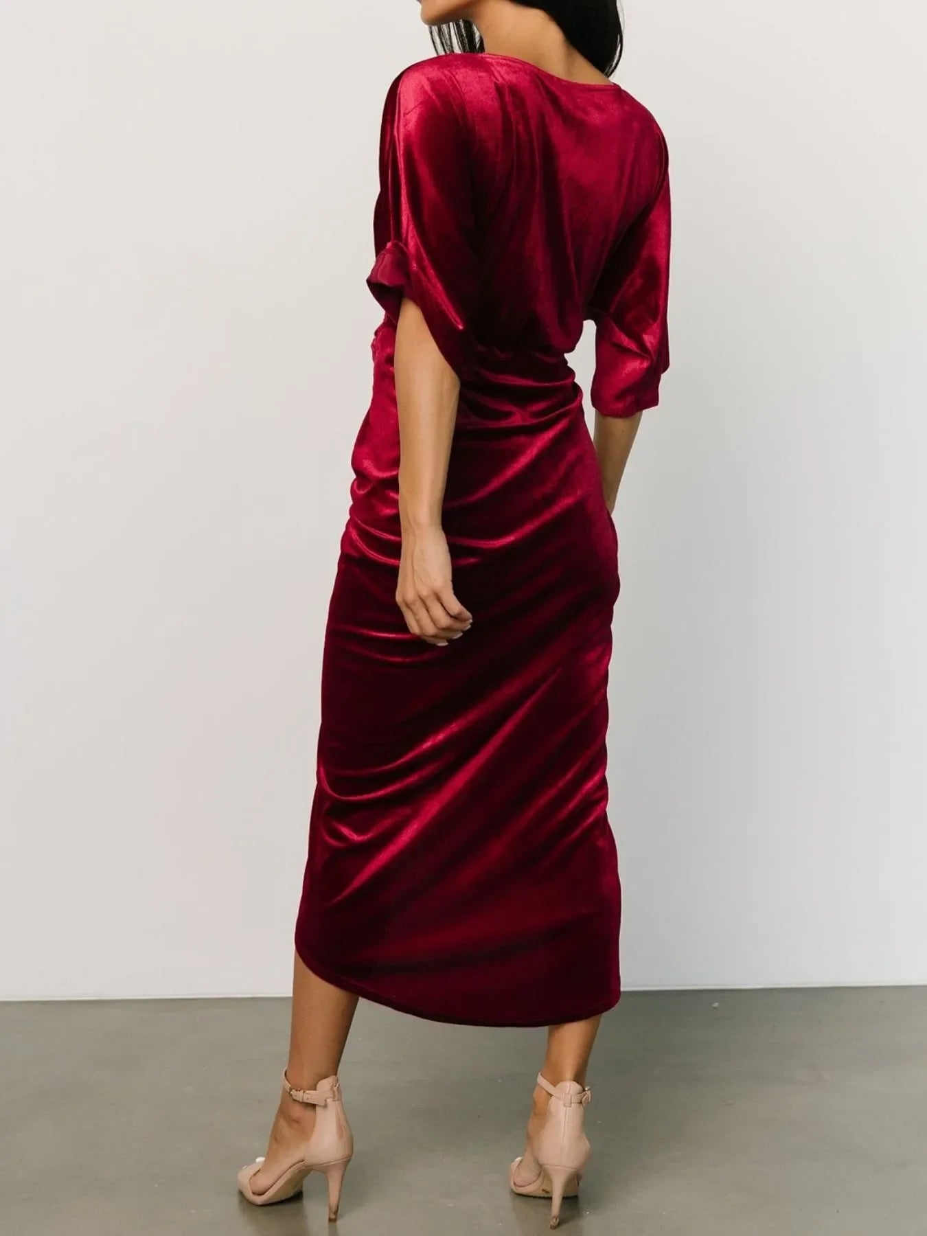 Coastal Ruched Surplice Half Sleeve Dress - Southern Shores Clothing