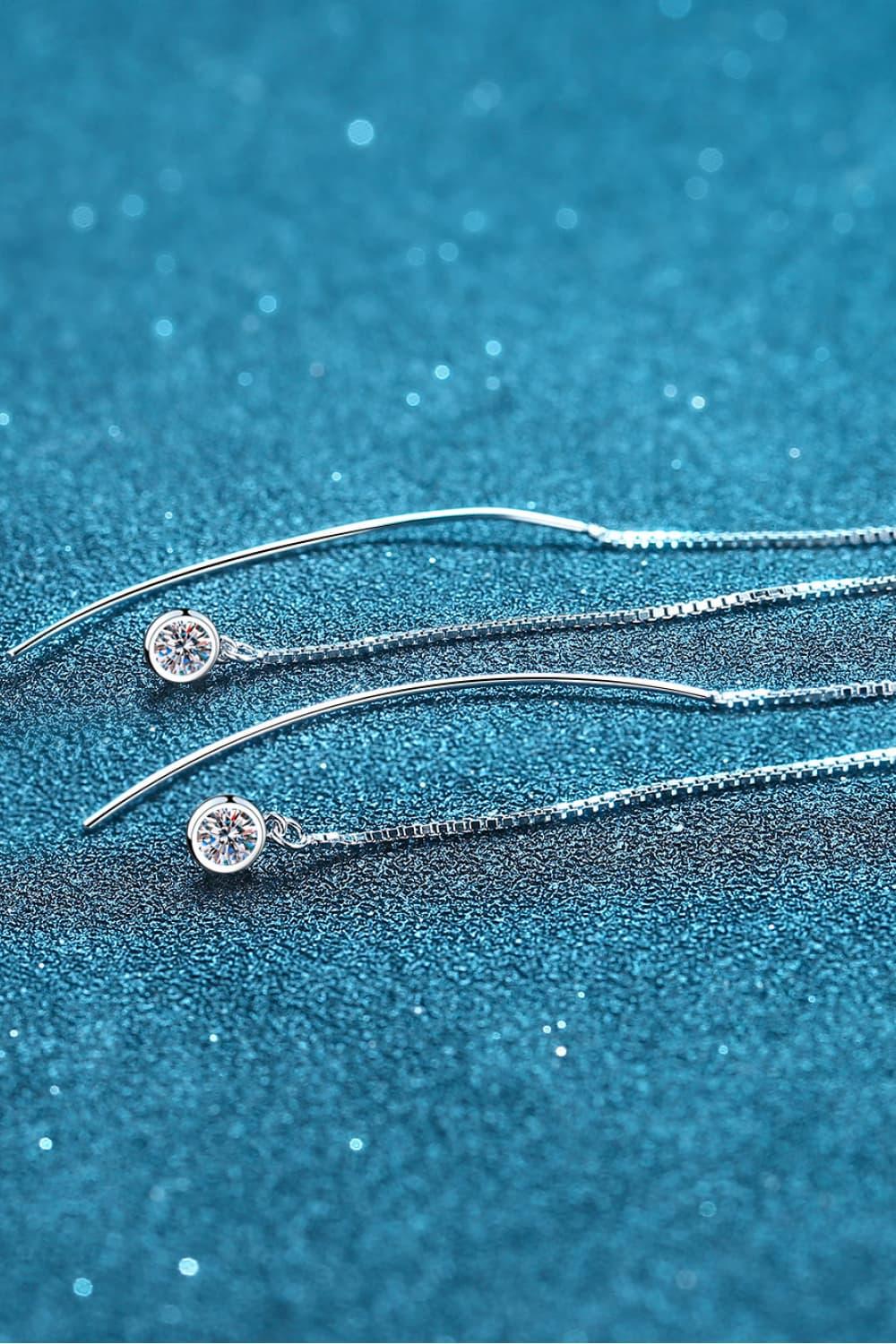 Minimalist Moissanite Sterling Silver Threader Earrings - Southern Shores Clothing