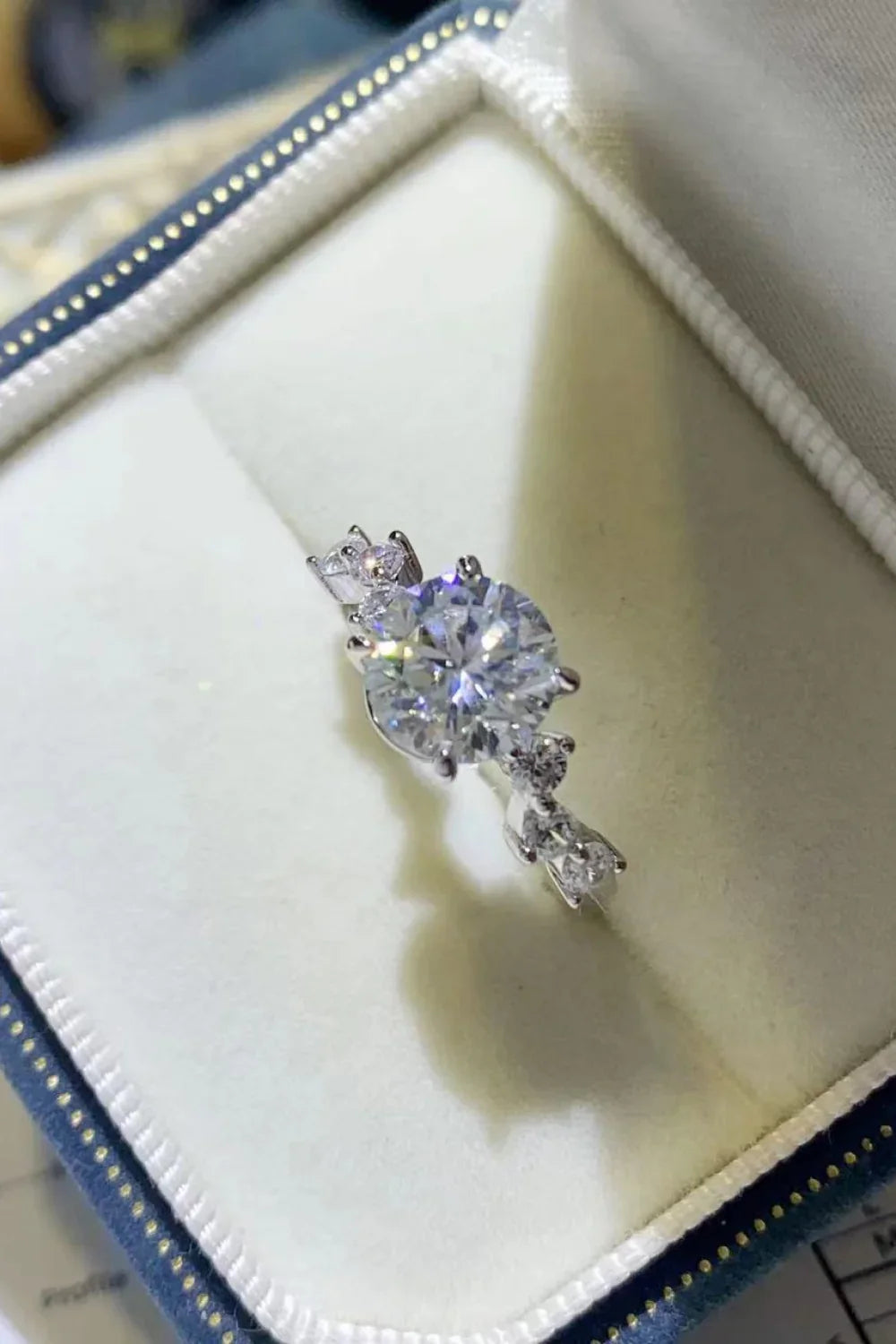 2 Carat Moissanite Platinum Plated Sterling Silver Ring - Southern Shores Clothing