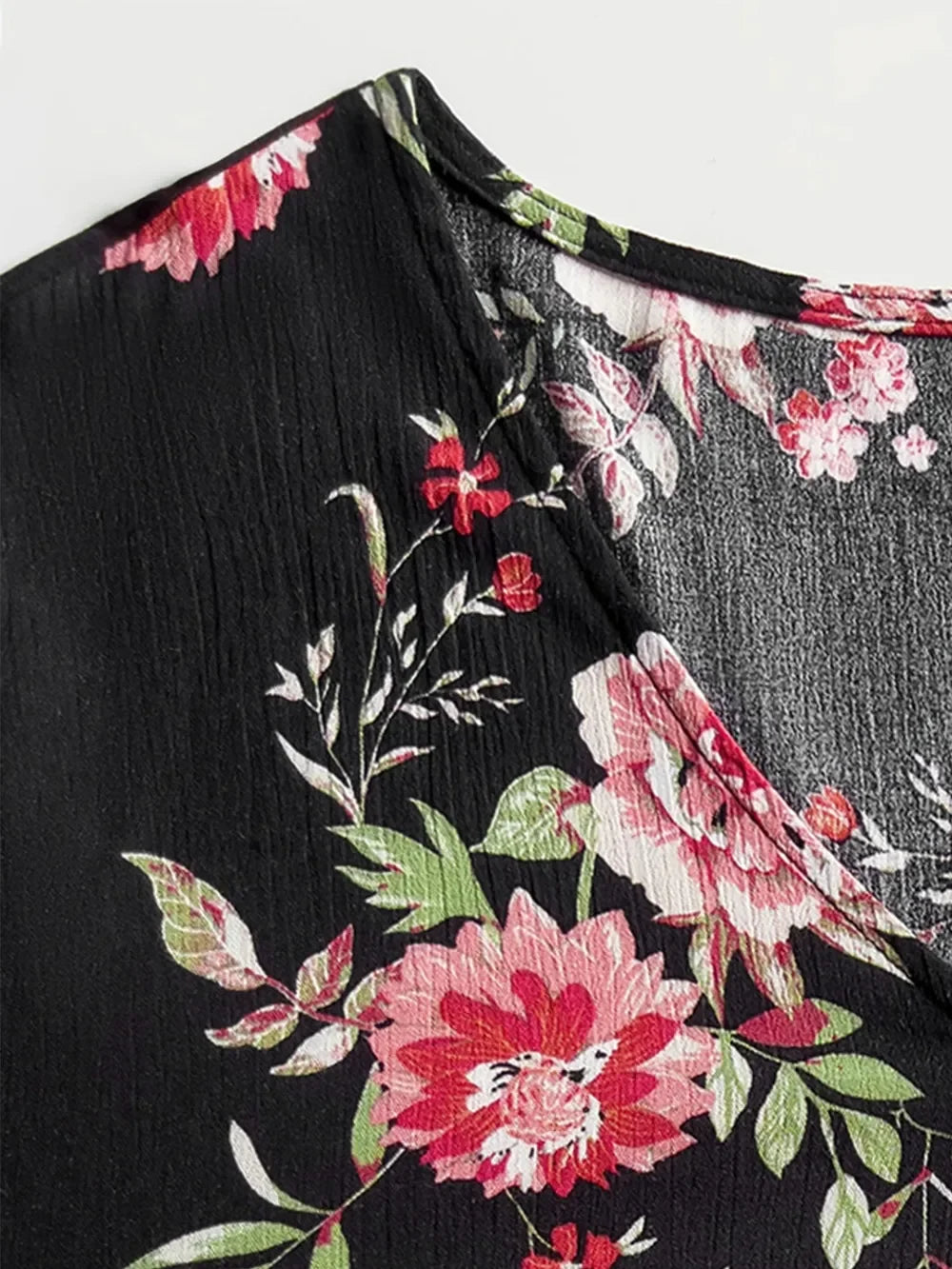 Plus Size Floral Flare Sleeve Dress - Southern Shores Clothing