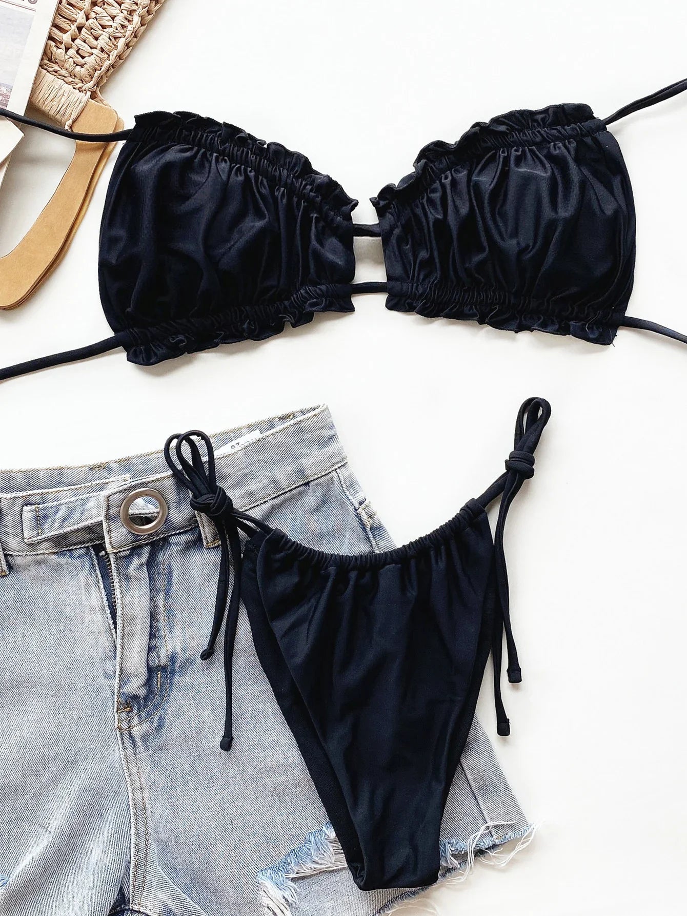 Frill Halter Neck Leopard Print Bikini Set - Southern Shores Clothing
