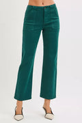 High Rise Ankle Flare Denim Jeans With Patch Pockets - Southern Shores Clothing