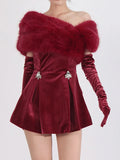 Fuzzy Off Shoulder Mini Dress For Sunlit Getaways - Southern Shores Clothing