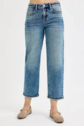High Rise Crop Boyfriend Jeans Plus Size Relaxed Fit Denim - Southern Shores Clothing