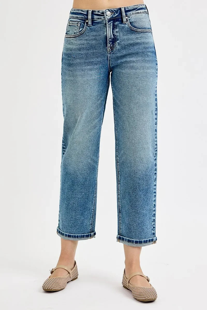 High Rise Crop Boyfriend Jeans Plus Size Relaxed Fit Denim - Southern Shores Clothing