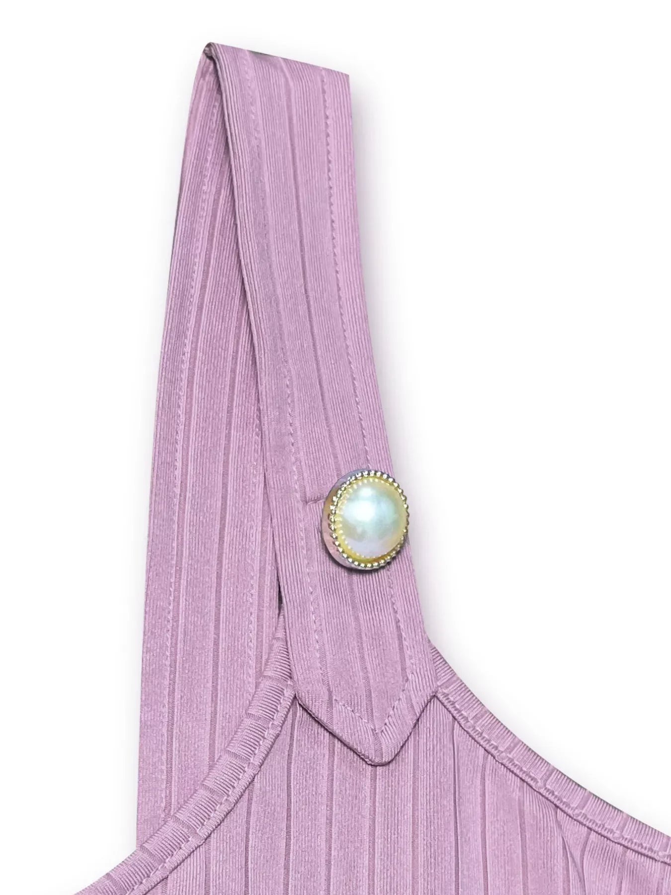 Ribbed Pearl Button Strap Scoop Neck Tank Top With Stretch Knit - Southern Shores Clothing