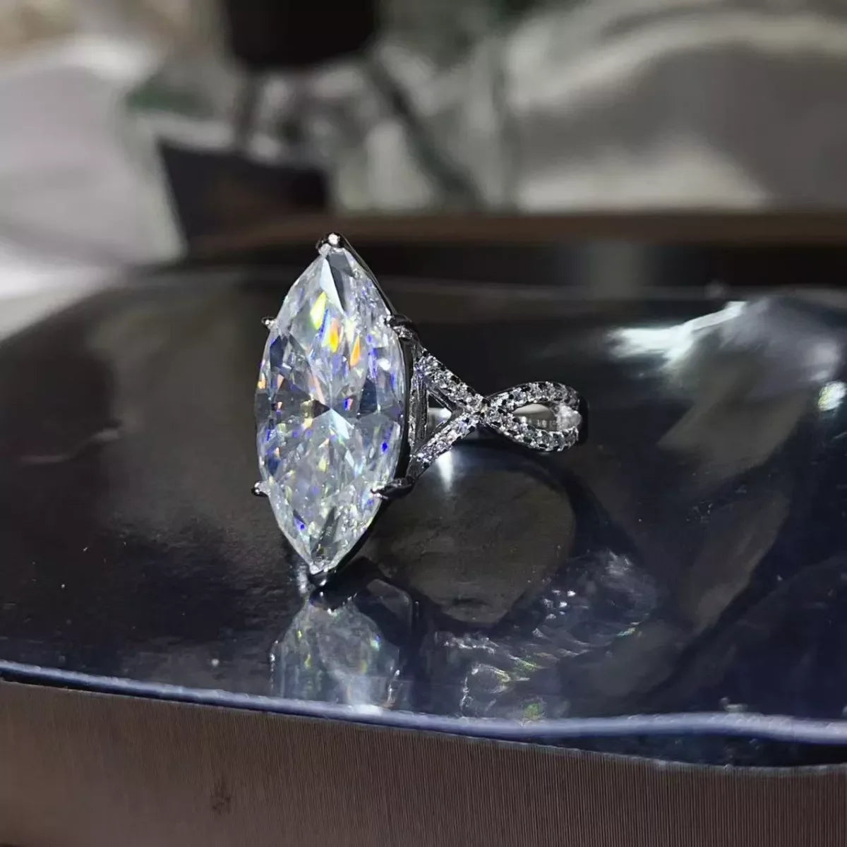 10 Carat Moissanite Ring In Platinum Plated Sterling Silver - Southern Shores Clothing