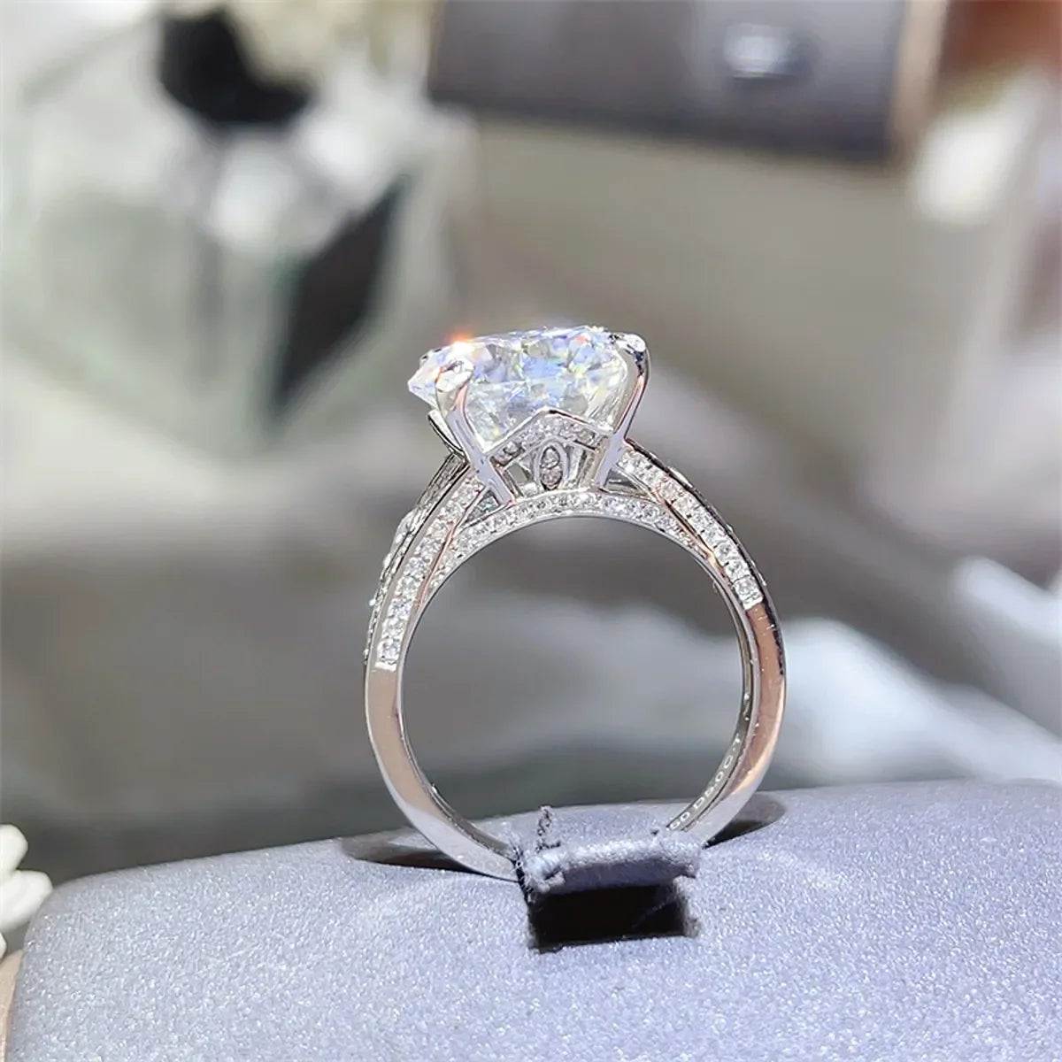 5 Carat Moissanite Sterling Silver Ring With Pave - Southern Shores Clothing