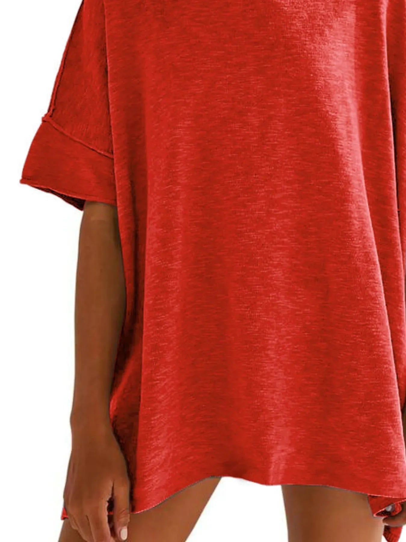 Oversized Round Neck Drop Shoulder Stretchy T Shirt - Southern Shores Clothing