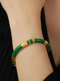Enamel Titanium Steel Cuff Bracelet Gold Plated - Southern Shores Clothing