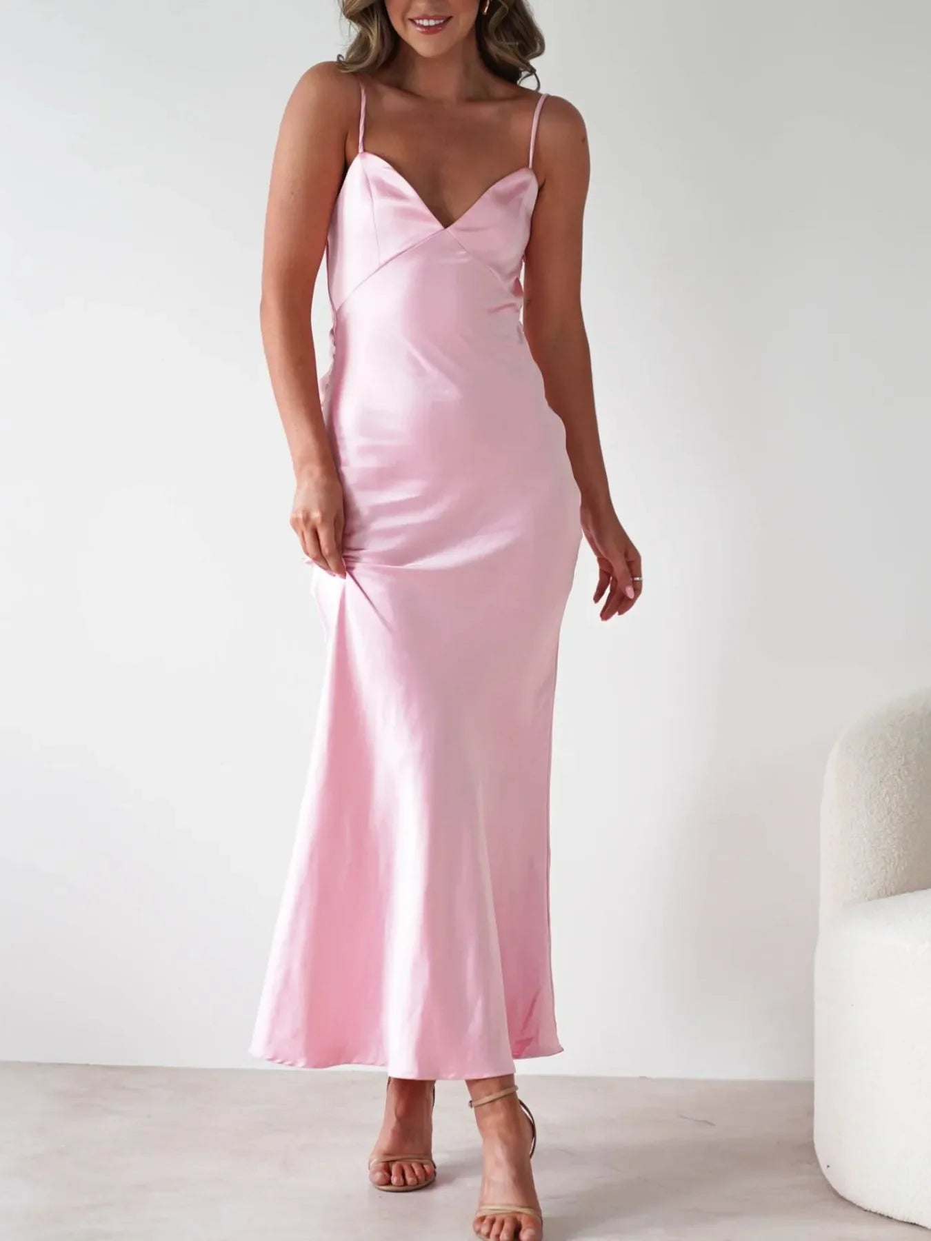 Satin Backless Cami Dress For Coastal Wear - Southern Shores Clothing