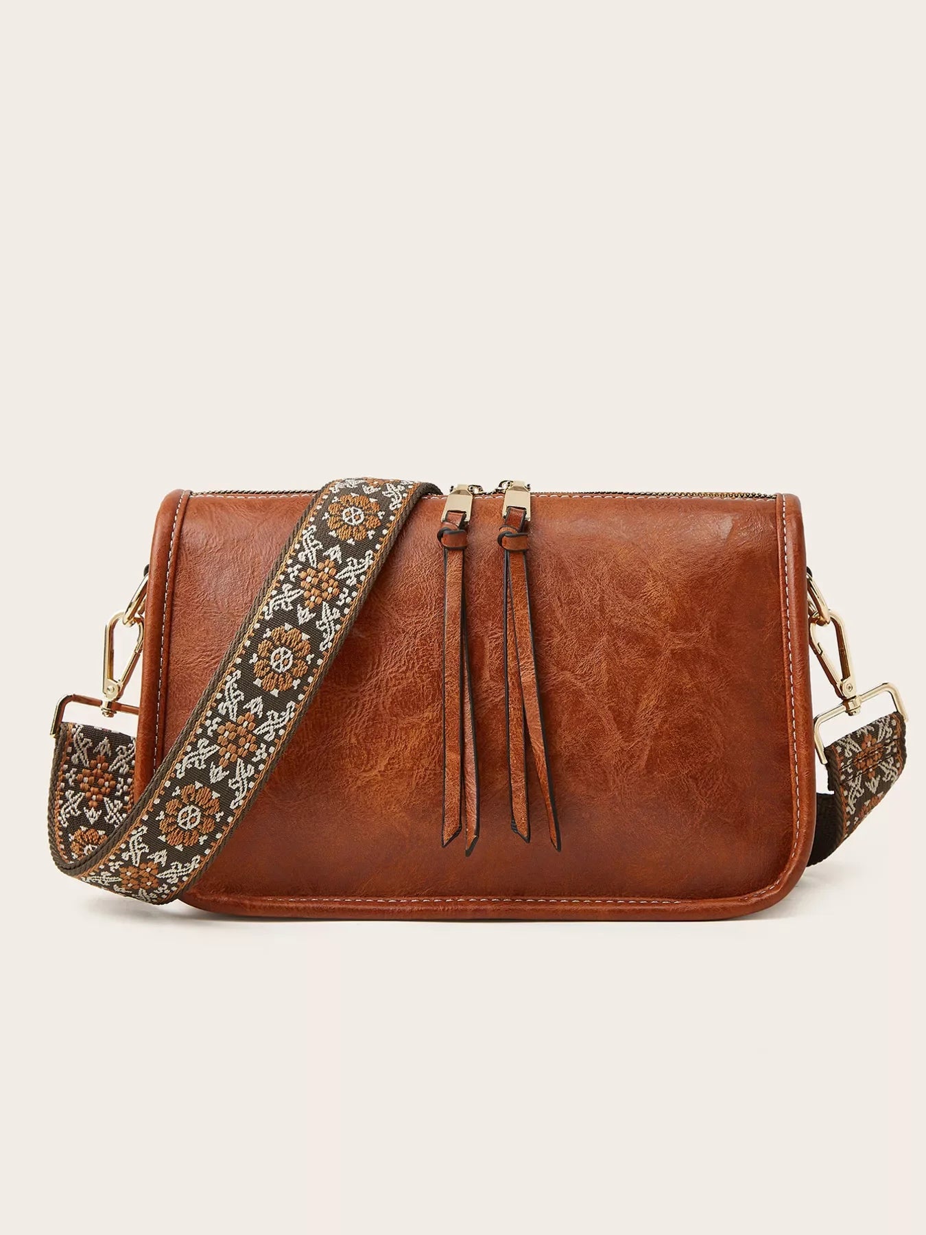 Vintage Style Patterned Strap Crossbody Bag - Southern Shores Clothing
