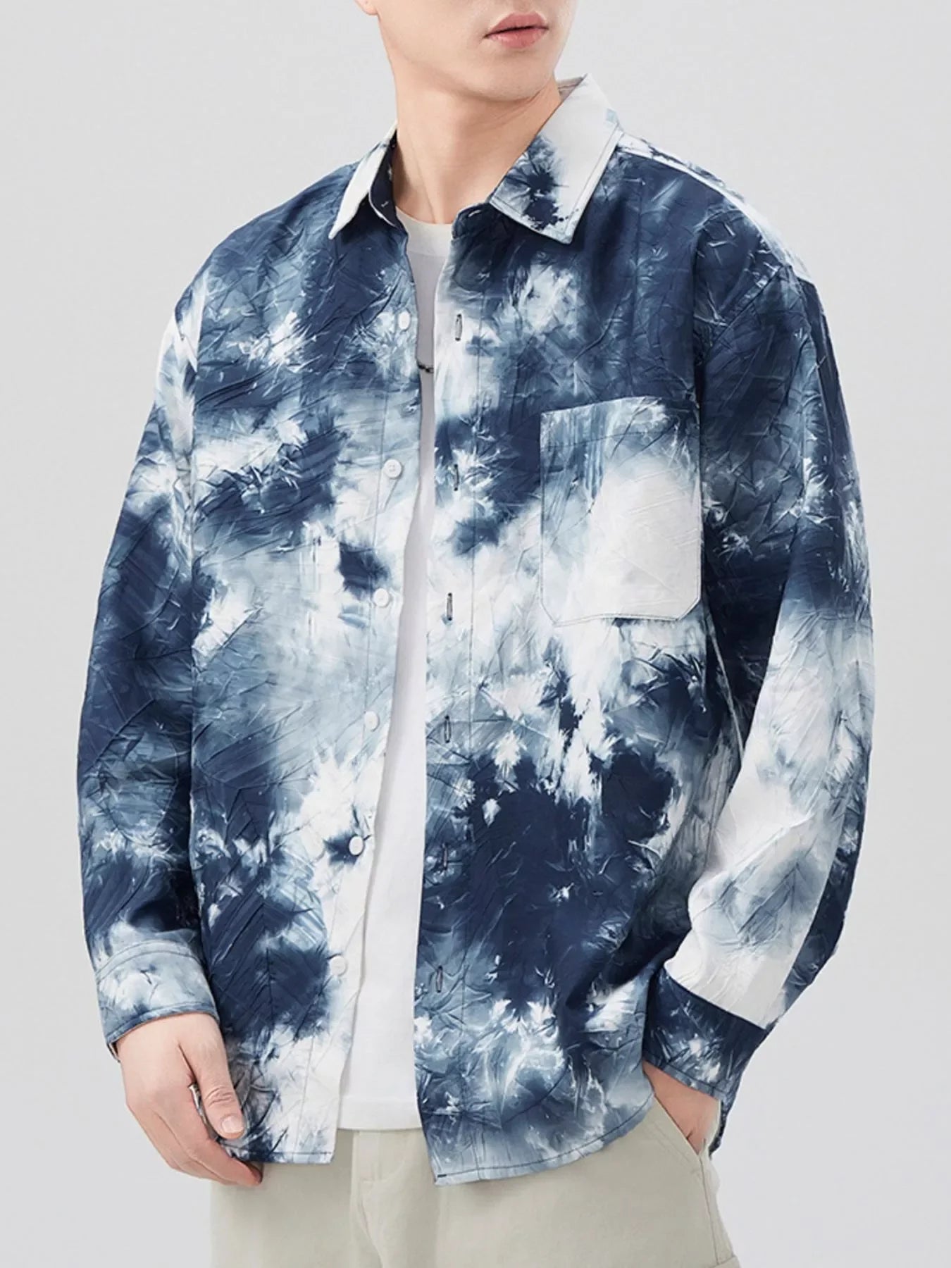 Plus Size Tie-Dye Button Up Long Sleeve Shirt - Southern Shores Clothing