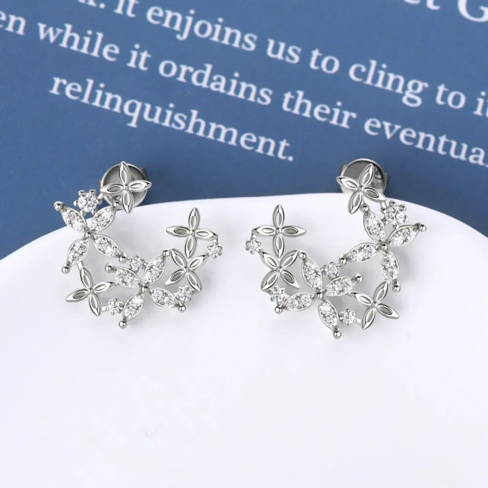 Sterling Silver Moissanite Clover Earrings - Southern Shores Clothing