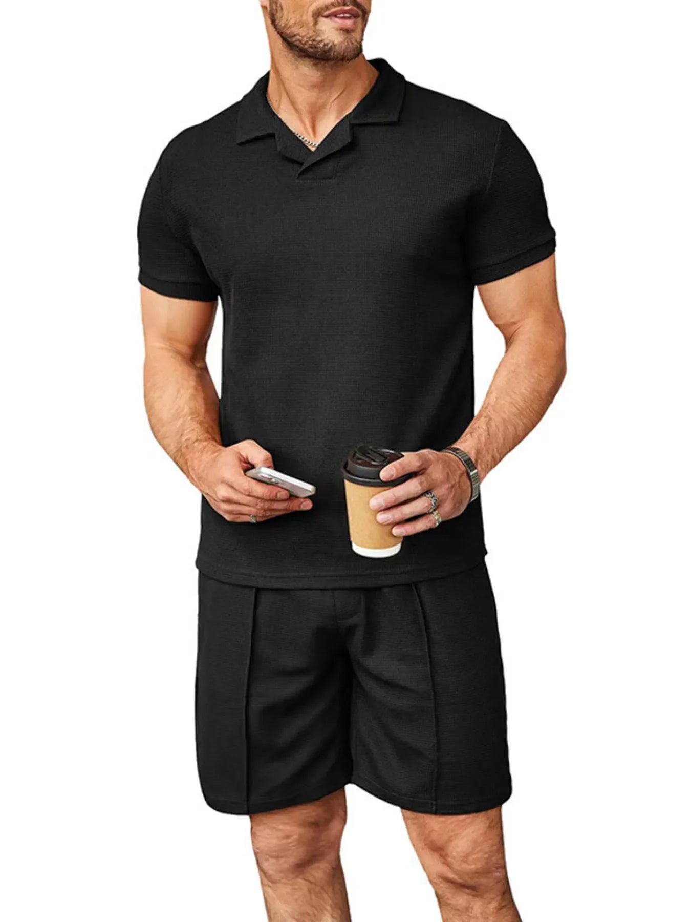Men's Plus Size Short Sleeve Top and Shorts Set - Southern Shores Clothing