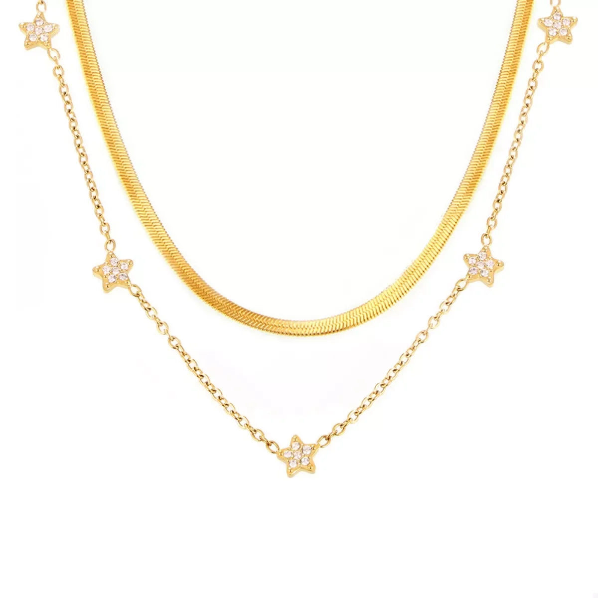Two-Piece Zircon Necklace Set With Adjustable Chains - Southern Shores Clothing