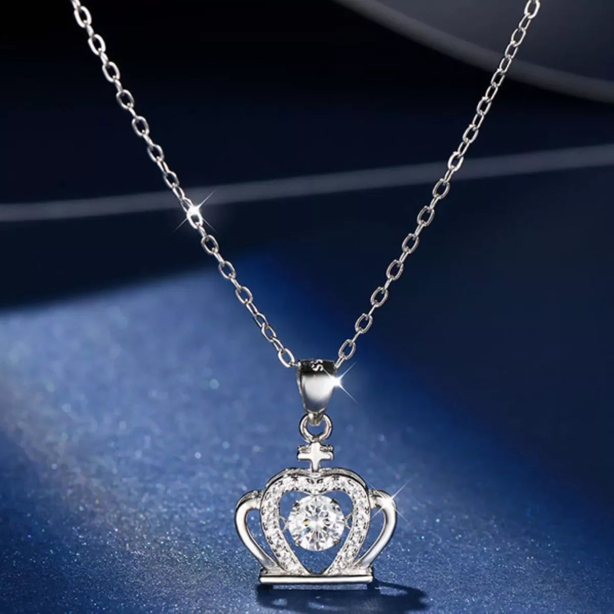 Sterling Silver Zircon Crown Pendant Necklace Elegant Jewelry - Southern Shores Clothing