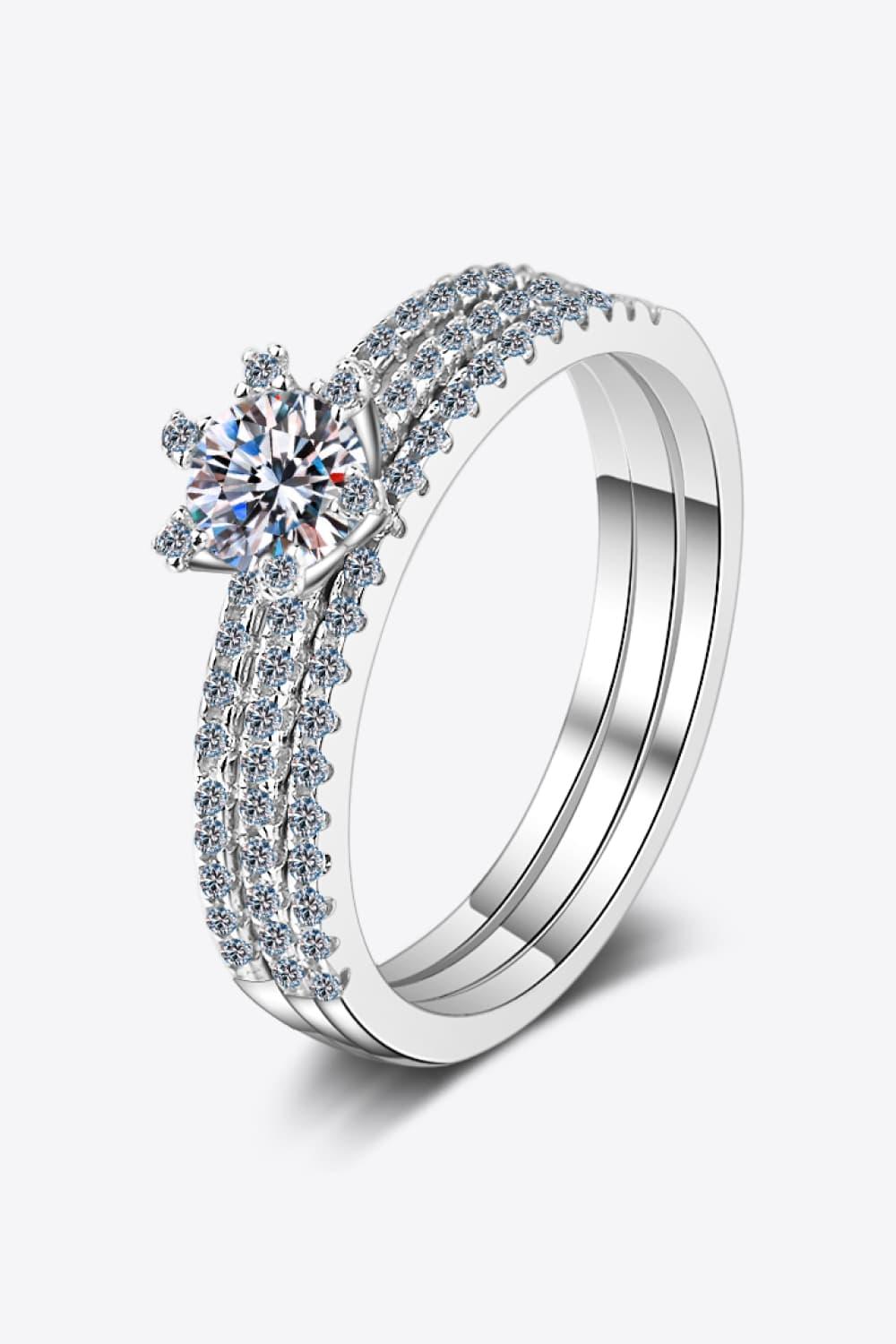 Moissanite Sterling Silver Ring Set With Pave Zircon - Southern Shores Clothing
