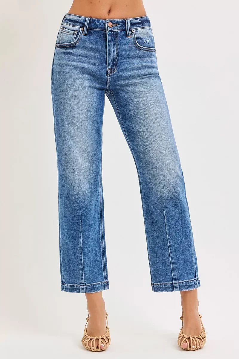 High Rise Crop Boyfriend Tapered Denim Jeans - Southern Shores Clothing