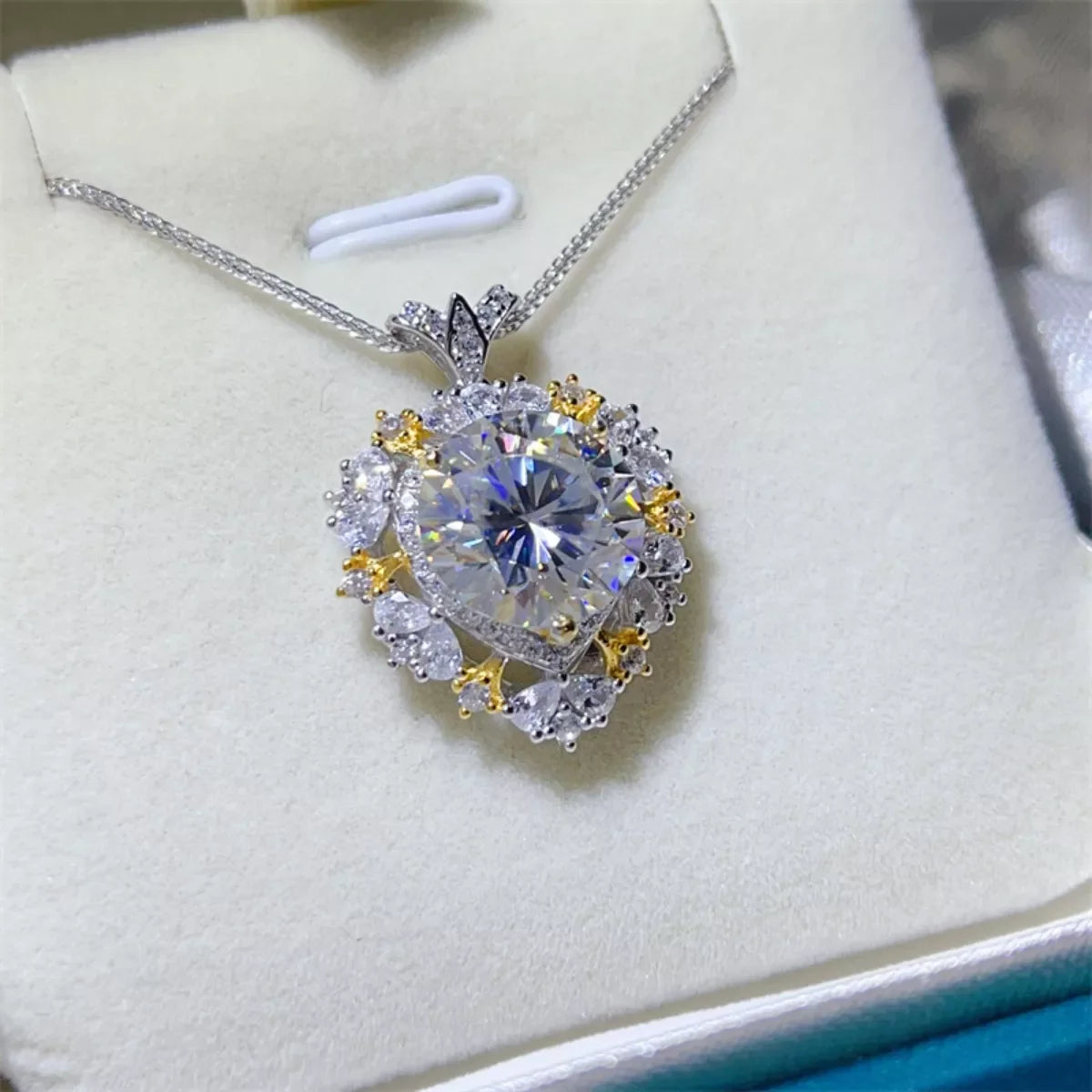 5 Carat Moissanite Necklace Platinum-Plated Sterling Silver - Southern Shores Clothing