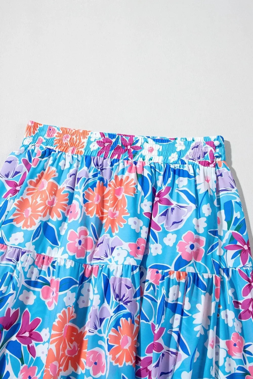 Nautical Floral Print High Waist Split Skirt Silhouette - Southern Shores Clothing
